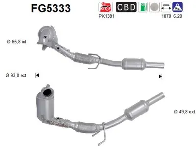 Filtre à particules / à suie, échappement Audi A1 · Audi A1 Sportback · Skoda FABIA III