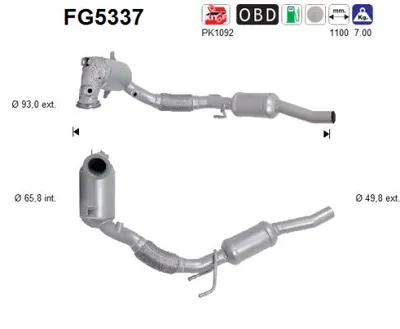 Filtre à particules / à suie, échappement Seat LEON · Seat LEON ST · Vw GOLF SPORTSVAN VII