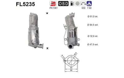 Filtre à particules / à suie, échappement Jeep RENEGADE SUV · Fiat 500X · Jeep COMPASS