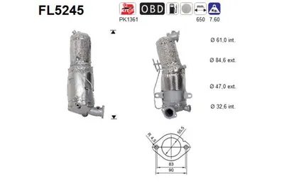 Filtre à particules / à suie, échappement Fiat DOBLO Cargo · Fiat DOBLO Bus · Fiat DOBLO Platform/Chassis
