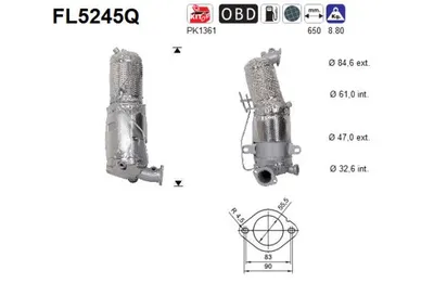 Filtre à particules / à suie, échappement Fiat DOBLO Cargo · Fiat DOBLO Bus · Fiat DOBLO Platform/Chassis