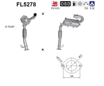 Filtre à particules / à suie, échappement Ford KUGA II · Ford KUGA II VAN