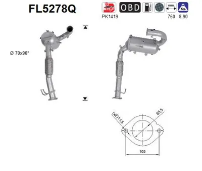 Filtre à particules / à suie, échappement Ford KUGA II · Ford KUGA II VAN