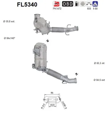 Filtre à particules / à suie, échappement Bmw 2 Active Tourer · Bmw 2 Gran Tourer · Mini MINI CLUBMAN