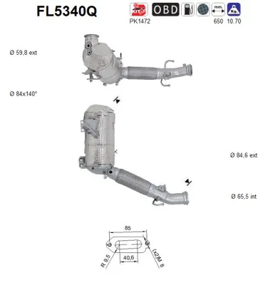 Filtre à particules / à suie, échappement Bmw 2 Active Tourer · Bmw 2 Gran Tourer · Mini MINI CLUBMAN