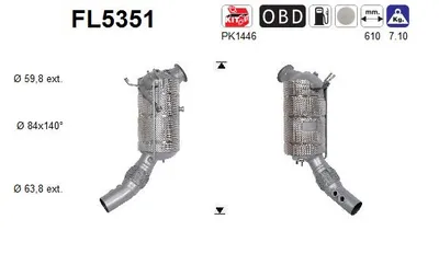 Filtre à particules / à suie, échappement Bmw 5 · Bmw 5 Touring · Bmw 6 Gran Turismo