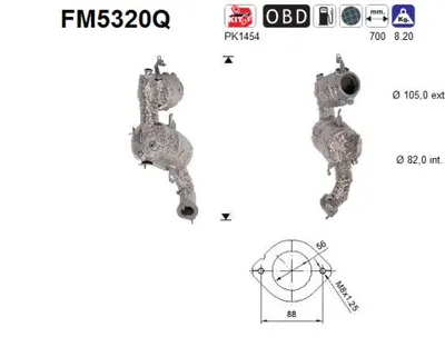 Filtre à particules / à suie, échappement Fiat DOBLO Platform/Chassis · Fiat DOBLO Cargo · Fiat 500L