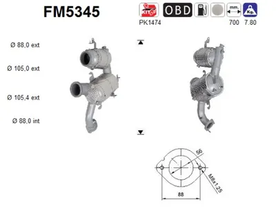 Filtre à particules / à suie, échappement Fiat DOBLO Platform/Chassis · Fiat DOBLO Cargo · Fiat 500X