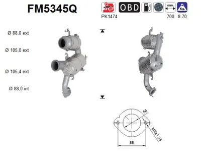 Filtre à particules / à suie, échappement Fiat DOBLO Platform/Chassis · Fiat DOBLO Cargo · Fiat 500X