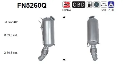 Filtre à particules / à suie, échappement Bmw 1