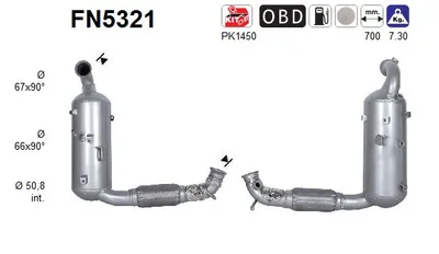Filtre à particules / à suie, échappement Ford TRANSIT COURIER B460 MPV · Ford TRANSIT COURIER B460 Box Body/MPV · Ford TOURNEO COURIER B460 MPV