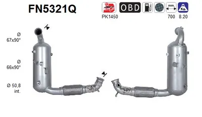 Filtre à particules / à suie, échappement Ford TRANSIT COURIER B460 MPV · Ford TRANSIT COURIER B460 Box Body/MPV · Ford TOURNEO COURIER B460 MPV