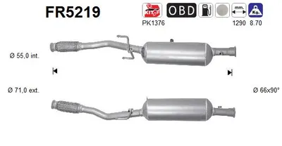 Filtre à particules / à suie, échappement Citroën DS3 · Peugeot 208 I · Citroën DS3 Convertible