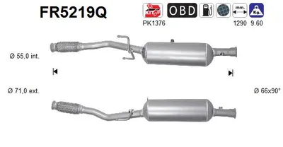 Filtre à particules / à suie, échappement Citroën DS3 · Peugeot 208 I · Citroën DS3 Convertible