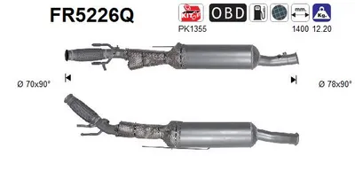 Filtre à particules / à suie, échappement Citroën C4 II · Peugeot 5008 · Peugeot 3008 I MPV