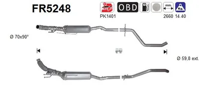 Filtre à particules / à suie, échappement Peugeot 508 I · Peugeot 508 SW I · Citroën C5 III