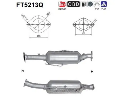 Filtre à particules / à suie, échappement Ford KUGA II · Ford KUGA II VAN