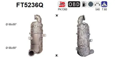 Filtre à particules / à suie, échappement Ds DS 7 Crossback · Peugeot 308 II · Peugeot 308 SW II