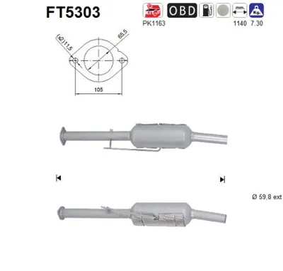 Filtre à particules / à suie, échappement Ford FOCUS III Saloon · Ford FOCUS III · Ford FOCUS III Turnier