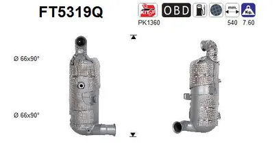 Filtre à particules / à suie, échappement Ds DS 7 Crossback · Peugeot 3008 II SUV · Peugeot 5008 II