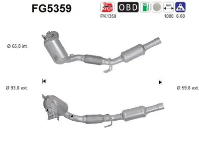 Filtre à particules / à suie, échappement Seat ARONA · Vw POLO VI · Skoda SCALA