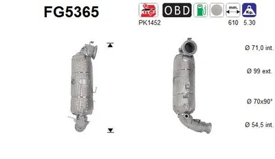 Filtre à particules / à suie, échappement Citroën C4 CACTUS · Citroën C4 SPACETOURER · Citroën GRAND C4 SPACETOURER