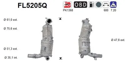 Filtre à particules / à suie, échappement Fiat FIORINO Box Body/MPV · Fiat QUBO · Fiat PUNTO Hatchback Van