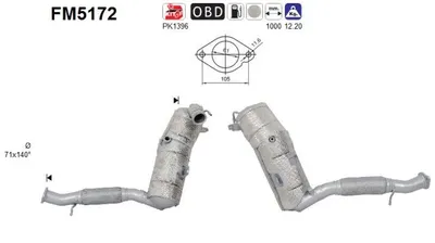 Filtre à particules / à suie, échappement Ford TRANSIT CUSTOM V362 Van · Ford TRANSIT CUSTOM V362 Bus · Ford TOURNEO CUSTOM V362 Bus