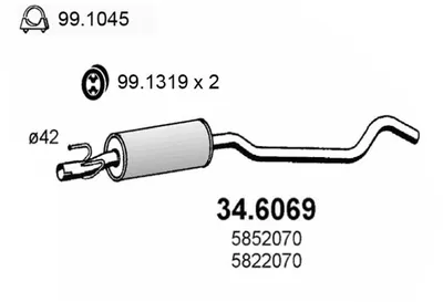 Silencieux central Opel CORSA B · Vauxhall CORSA Mk I