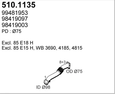 Tube d'échappement ASSO 510.1135