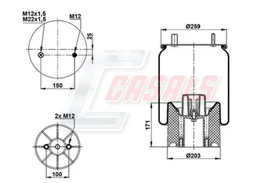 Fuelle, suspension pneumatique B3003