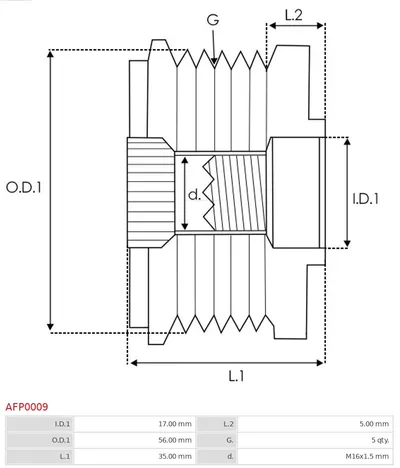 Poulie roue libre, alternateur Audi 80 B4 Saloon · Audi 80 B4 Avant · Audi A4 B5