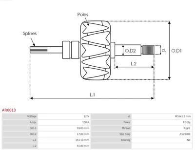 Rotor, Alternateur AS-PL AR0013