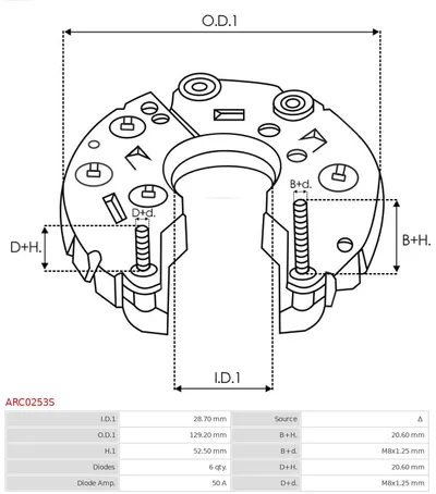 Rectificateur, Alternateur AS-PL ARC0253F