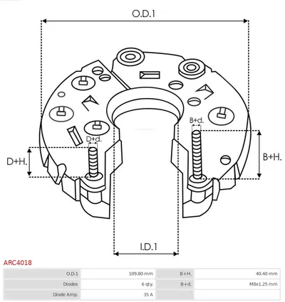 Rectificateur, Alternateur AS-PL ARC4018