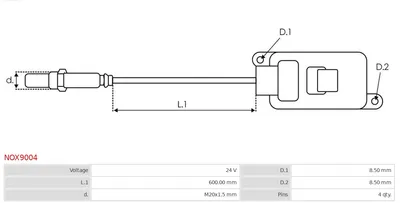 Capteur NOx, injection d'urée AS-PL Nox9004