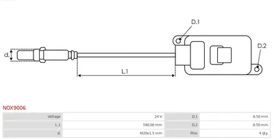 Capteur NOx, injection d'urée AS-PL Nox9006