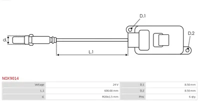 Capteur NOx, injection d'urée AS-PL Nox9014