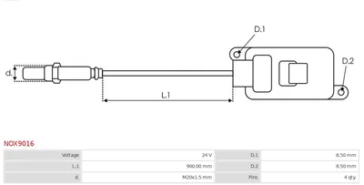 Capteur NOx, injection d'urée AS-PL Nox9016
