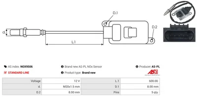 Capteur NOx, injection d'urée AS-PL Nox9506