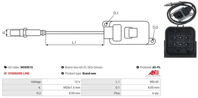 Capteur NOx, injection d'urée AS-PL Nox9510