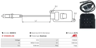 Capteur NOx, injection d'urée AS-PL Nox9512