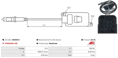 Capteur NOx, injection d'urée AS-PL Nox9513