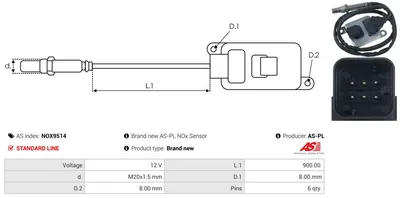 Capteur NOx, injection d'urée AS-PL Nox9514