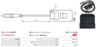 Capteur NOx, injection d'urée AS-PL Nox9515