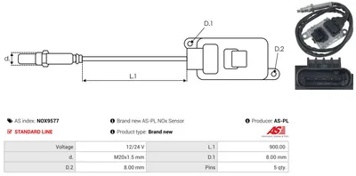 Capteur NOx, injection d'urée AS-PL Nox9577