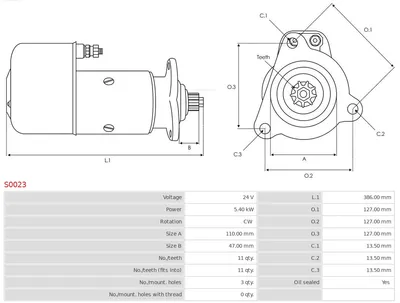 Moteur de démarrage AS-PL S0023