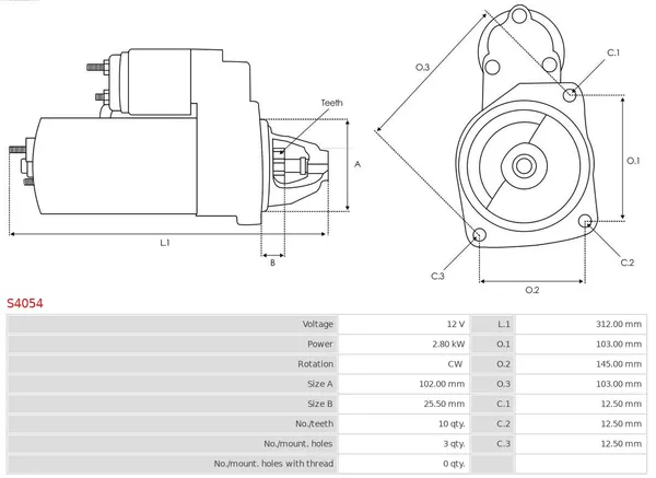 Moteur de démarrage AS-PL S4054