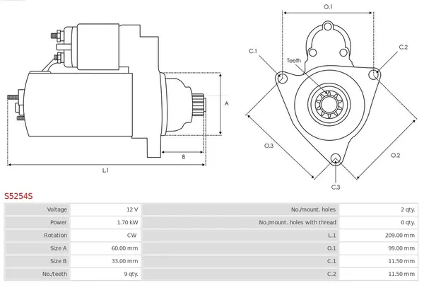 Moteur de démarrage AS-PL S5254S