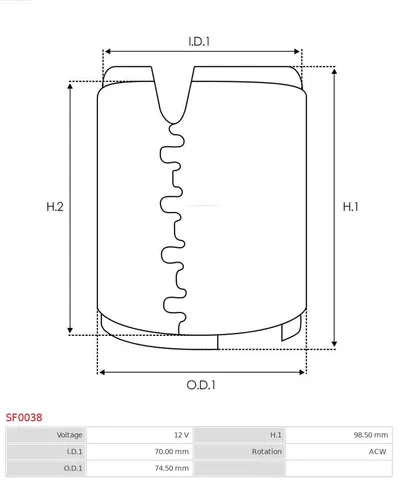 Déviation d'excitation, moteur de démarrage AS-PL SF0038